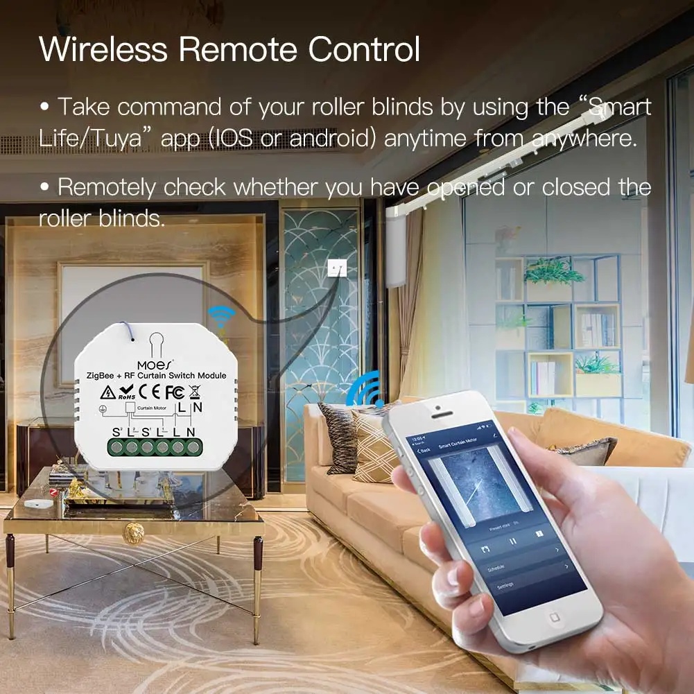 MOES ZigBee Smart RF433 Curtai - đánh giá và giá Curtain Motor