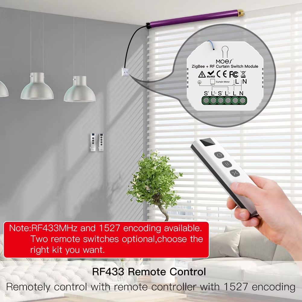MOES ZigBee Smart RF433 Curtai - đánh giá và giá Curtain Motor