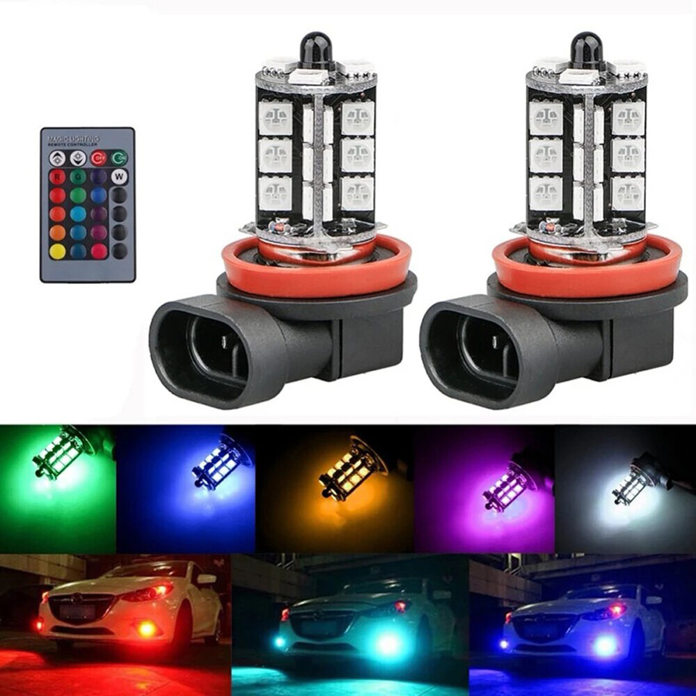2x RGB H11 H9 H8 5050 27SMD Ca - đánh giá và giá Voice Control Light Bulb