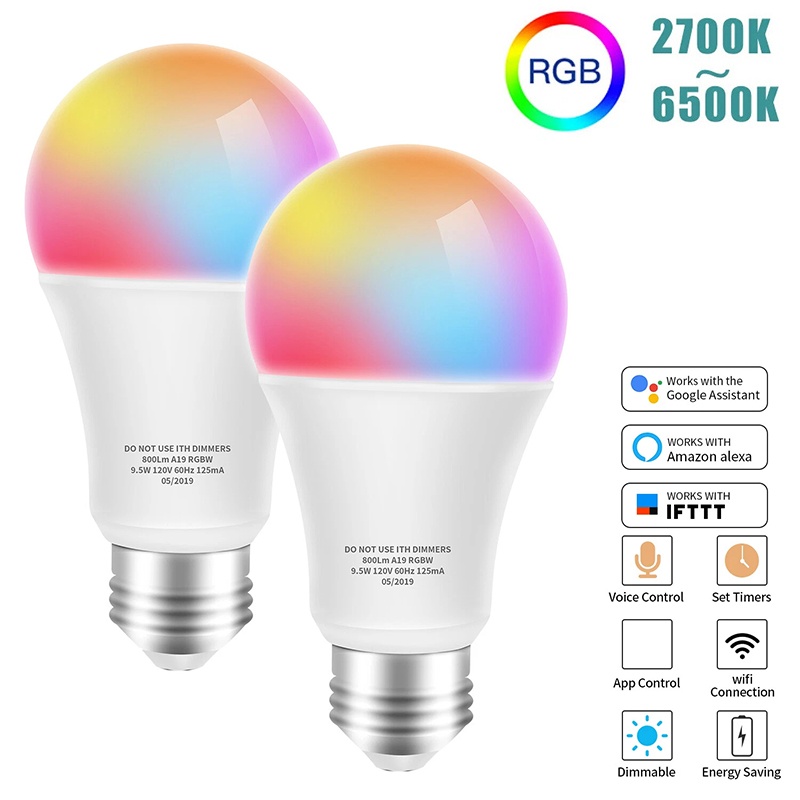 E27 WiFi Smart LED Bulb RGBCW  - đánh giá và giá Voice Control Light Bulb