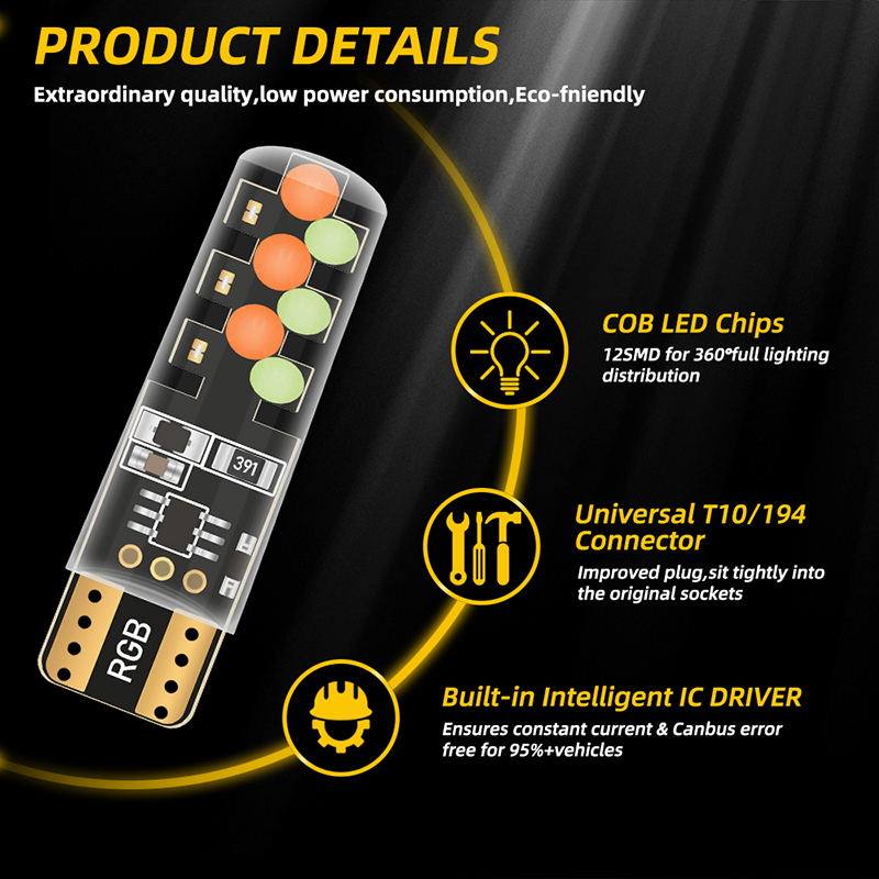 1set T10 W5w RGB LED Bulb Remo - đánh giá và giá Voice Control Light Bulb